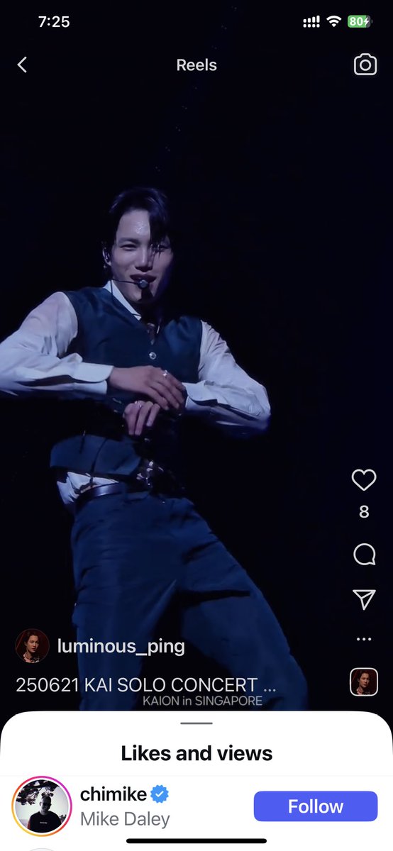 luminousping's tweet photo. OMG 😭 Grammy-Nominated Music Producer Mike Daley who wrote ‘REASON’ for KAI liked my reels for PEACHES on IG. Thank you so much for watching my fancams

#카이 #KAI #カイ
#종인 #Jongin #金钟仁
#KAI_SOLO_CONCERT_TOUR #KAION
#KAIONinSG
#KAIONinSINGAPORE
#KAIONinBKK
🔜 #KAION_Encore https://t.co/JuBI5qn0Nh
