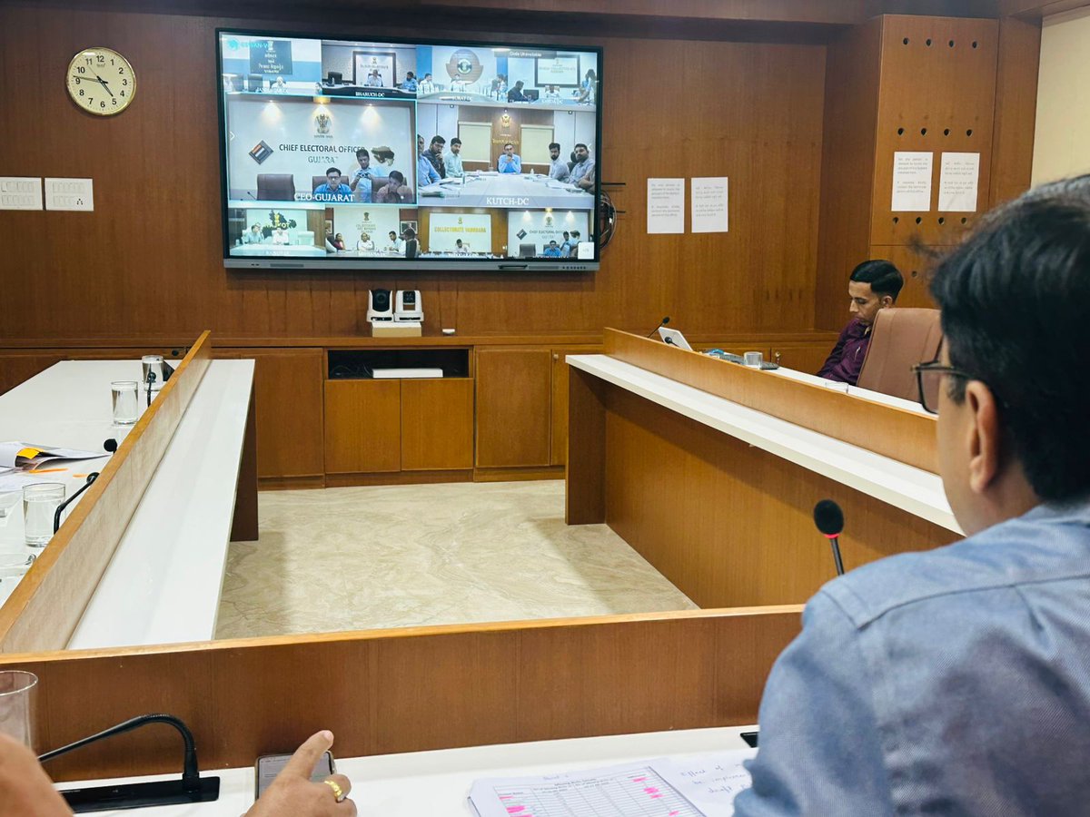 Review of DEOs regarding  various election-related work  by the CEO of Gujarat, Shri Hareet Shukla