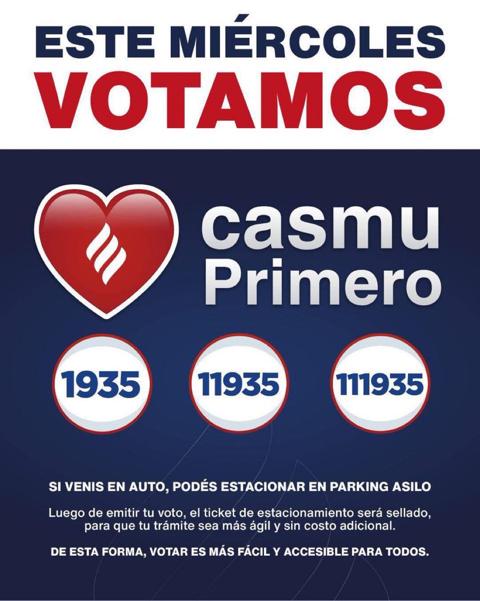 🚨 HOY VOTAMOS 🚨

👉 Con tu voto a CASMU Primero seguimos defendiendo lo que hicimos y lo que falta por hacer. <a href="/RaulGermanRodri/">Raul German Rodrigue</a> 

🗳️ Listas 1935 – 11935 – 111935

❤️ Porque el CASMU necesita gestión seria, transparente y de resultados.