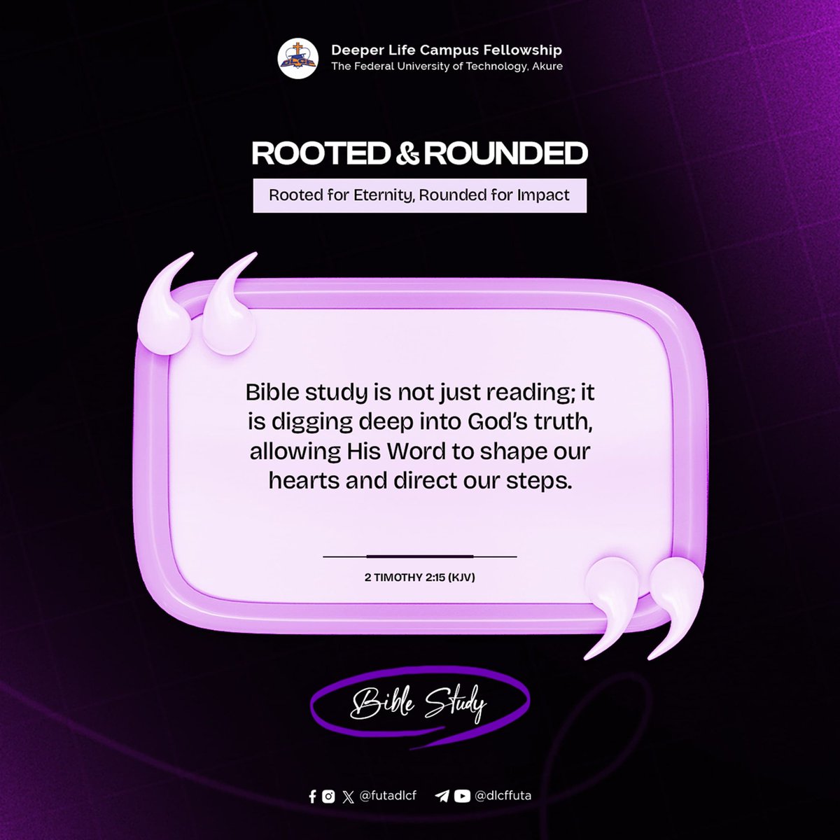 FutaDlcf's tweet photo. Study to shew thyself approved unto God, a workman that needeth not to be ashamed, rightly dividing the word of truth. - 2 Timothy 2:15 (KJV)

Rooted in the Word, we grow strong. Rounded in life, we shine the light of truth.

#RootedAndRounded #WordOfTruth https://t.co/C3M5F2FINJ