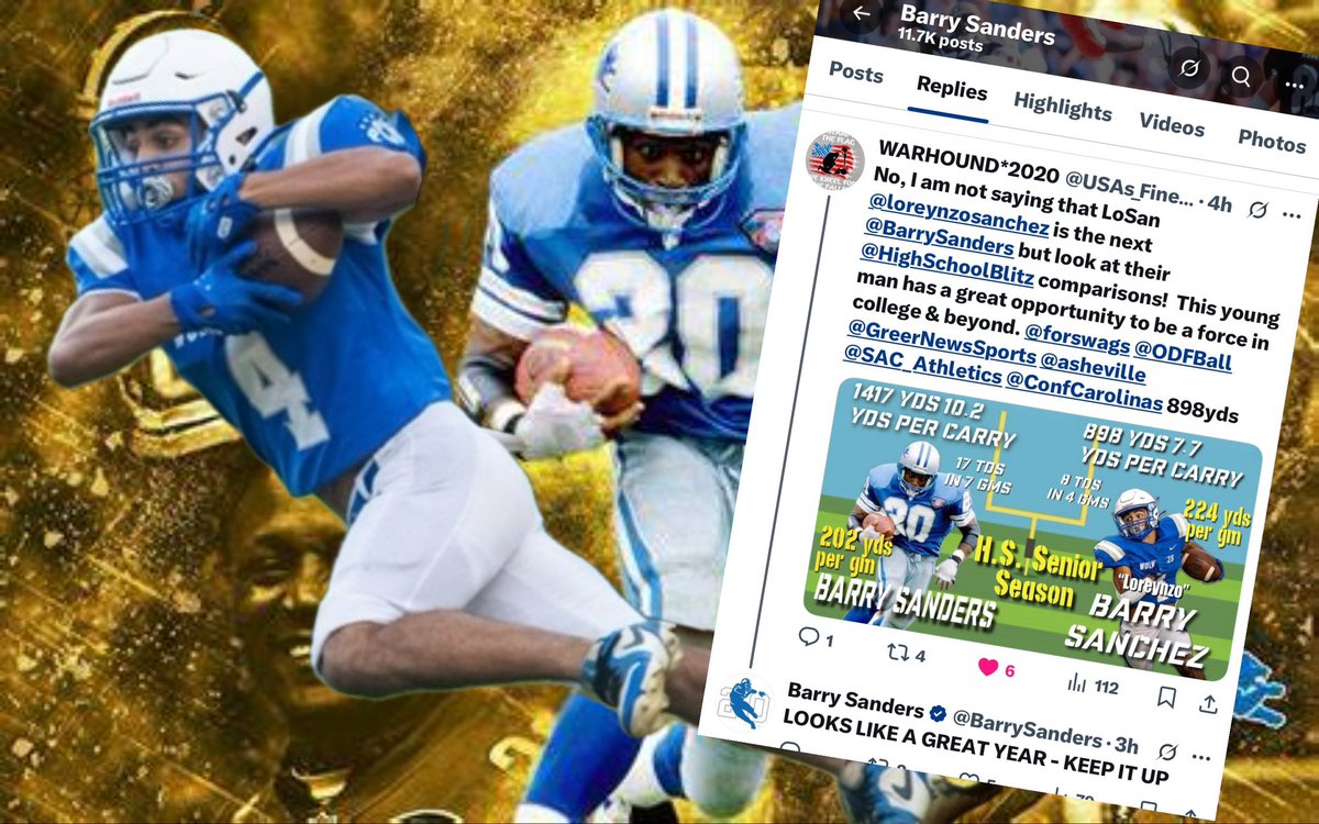 AmericanPT1903's tweet photo. #Impact player. #Dynamic talent Coaches, if U need a turbo boosted bowling ball of a #RB @loreynzosanchez that’s so #elusive and hard to #tackle @CoachWintrick
@TimGlanton
@raydevezin
@I_am_JG6
@harrisBcoachin
@CoachWellsWCU
@CoachUlassin
@csymo71
@CoachWilson_22 https://t.co/QtHTK0P3WR