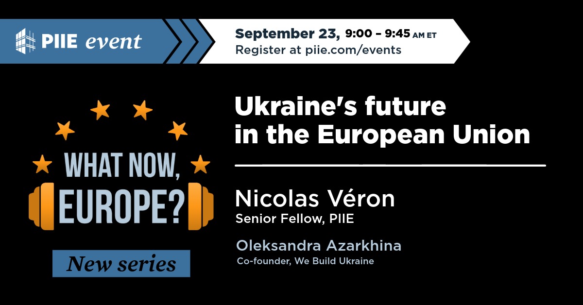 The first episode of <a href="/nicolas_veron/">Nicolas Veron</a>'s new virtual series &amp; podcast What Now, Europe? on Sept 23 is with <a href="/azarkhina/">Oleksandra Azarkhina</a>, co-founder of <a href="/WBUkraine/">WeBuildUkraine</a> &amp; former Ukraine Deputy Minister of Communities, Territories &amp; Infrastructure Development.
Join live or subscribe: piie.com/events/2025/uk…