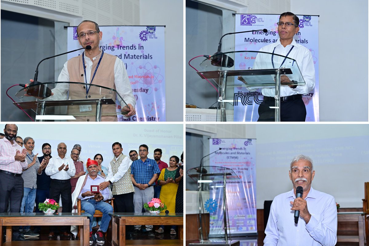 csir_ncl's tweet image. CSIR-NCL hosted a One-Day Symposium &apos;Emerging Trends in Molecules &amp;amp; Materials&apos; on 16 September 2025, celebrating the remarkable contributions of Dr. K. Vijayamohanan Pillai, Former Director, CSIR-NCL. 
@CSIR_IND @DrNKalaiselvi @dgcsirIndia 
#CSIRNCL #ETMM2025