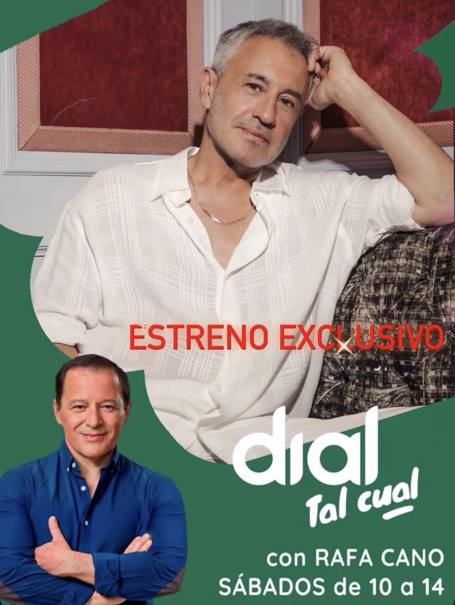 Rafa Cano 🎙🎧📻 (@rafacanooficial) on Twitter photo 🔴Este sábado estrenamos en <a href="/Dialtalcual/">Dial Tal Cual</a> en exclusiva la nueva canción de <a href="/SDalmaoficial/">Sergio Dalma</a> y además hablaré con él
¿Hay ganas? 🔴Este sábado estrenamos en <a href="/Dialtalcual/">Dial Tal Cual</a> en exclusiva la nueva canción de <a href="/SDalmaoficial/">Sergio Dalma</a> y además hablaré con él
¿Hay ganas?