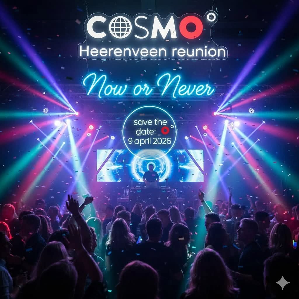 DoorHarten's tweet photo. 🚨 COSMO REÜNIE ALERT 🚨
We gaan terug naar waar het allemaal begon! 

Op 9 april 2026 organiseert Cosmo Academy Heerenveen de Now or Never Cosmo Reünie.

Meer informatie volgt later, maar voor nu….
- Zet de datum in je agenda
- Deel dit bericht met je (oud) klasgenoten. https://t.co/wAeId4axAG