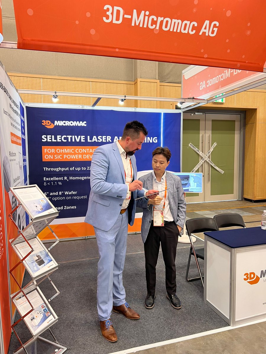 3DMicromacAG's tweet image. #ICSCRM 2025 is in full swing here in Busan, Korea! 🇰🇷✨
Until September 19, visitors have the chance to meet our colleague Maximilian Genz and learn more about our precise solution for the formation of ohmic contacts for #SiC #PowerDevices.

📍 Meet us at booth: 003