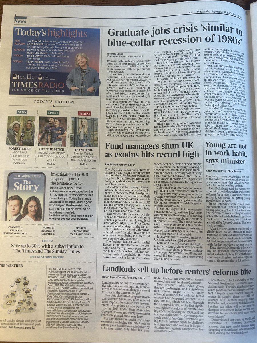 This whole page of ⁦<a href="/thetimes/">The Times and The Sunday Times</a>⁩. Fund managers hate the U.K. graduates can't get jobs. The young are awful anyway. And landlords are selling etc etc. urgh. We really need some better policies.