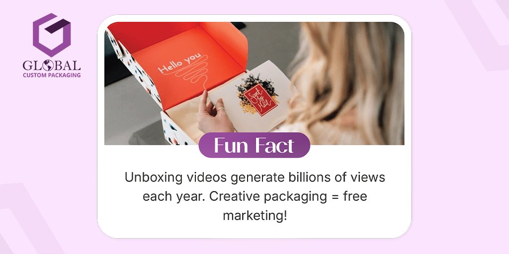 gcustompack's tweet image. Fun Fact 🧾
Unboxing videos generate billions of views each year. Creative packaging = free marketing!

Visit our website: bit.ly/3KsUWQM
Call: +1(425) 214-9690
.
.
.
.
#globalcustompackaging #packagingsupplier #packagingboxeswithlogo #shippingboxes #packagingboxes