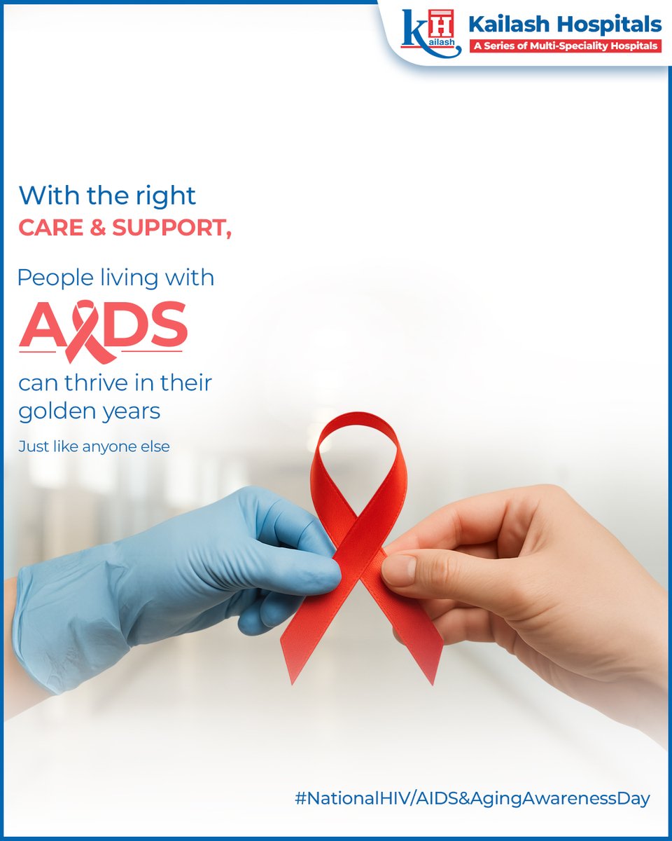 KailashHealth's tweet photo. On #NationalHIVAIDSAndAgingAwarenessDay, we affirm that with the right care & support, people living with HIV/AIDS can thrive in their golden years, just like anyone else.
#HIV #AIDS #AgingAwareness #KailashHospitals https://t.co/0iesLzgTfd