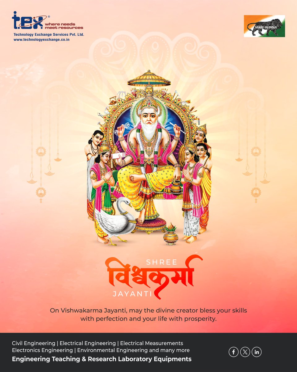 Tex_Technology's tweet image. May your hands stay skilled, your work stay meaningful, and your spirit stay inspired.
Happy Vishwakarma Jayanti!

#VishwakarmaJayanti #fertileinnovation #engineeringnature #agricultureandindustry #vishwakarmainspiration #manufacturing #agriculturalengineering