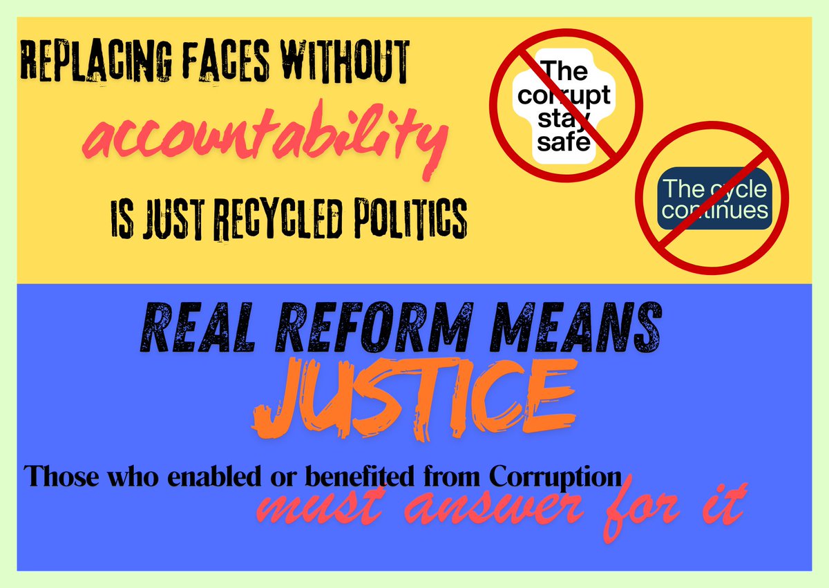 Replacing faces without demanding responsibility from those who enabled, tolerated, or benefited from corruption is just recycled politics. Real change requires more than a shift in titles—it requires a serious call to action to hold the complicit accountable.
#NoToCorruption