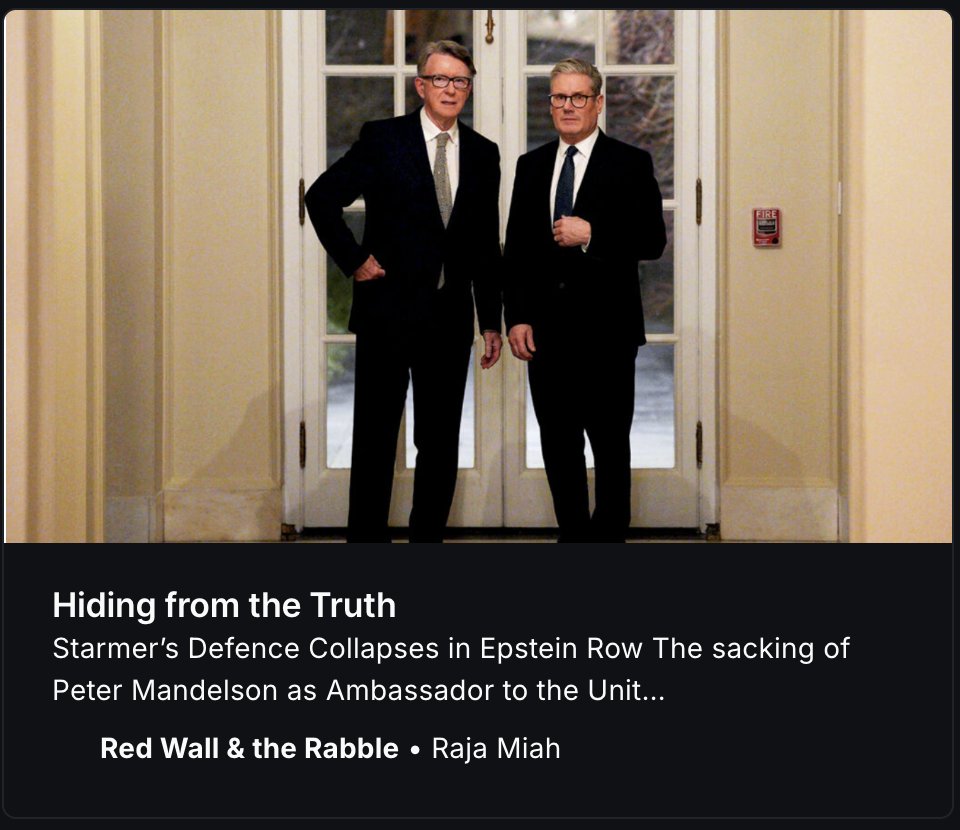 Peter Mandelson was sacked only after emails emerged showing he supported Jeffrey Epstein while Epstein was facing prison for abusing children.

Keir Starmer repeatedly defended Mandelson in Parliament. He only acted when the evidence became public. That is not leadership. That
