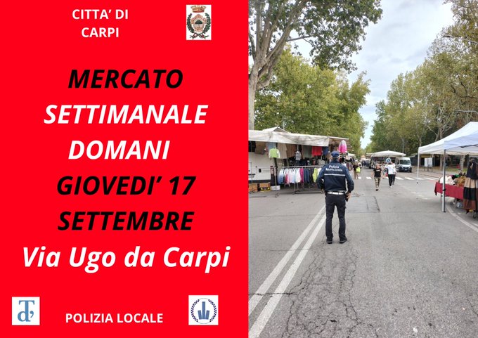 Mercato settimanale di Carpi: spostamento temporaneo per i grandi eventi