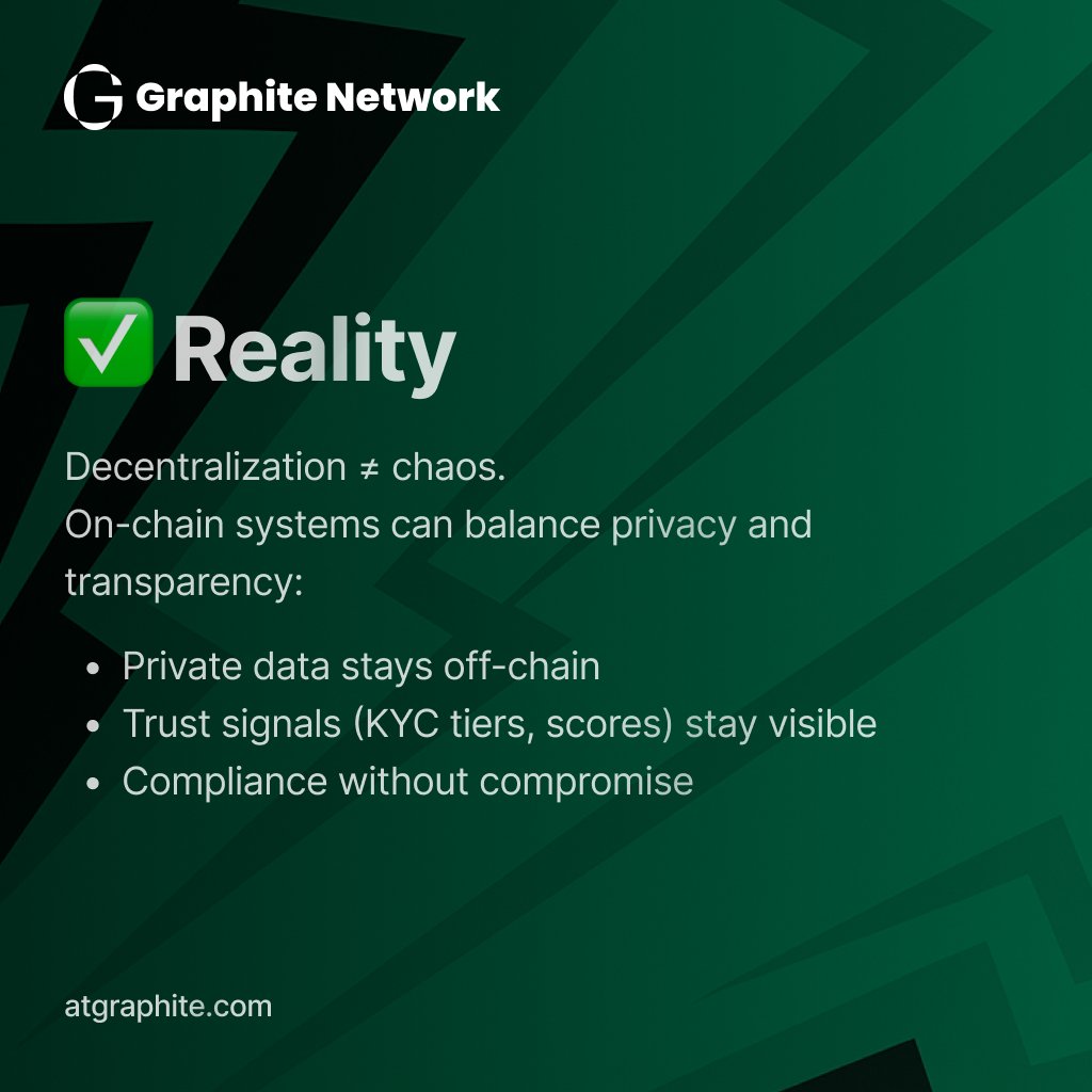 GraphiteNetwork's tweet image. 👉 Web3 doesn’t need to choose between privacy and accountability — it can (and must) have both.

With @GraphiteNetwork, anonymity doesn’t mean invisibility. It means choice — protect what’s personal, prove what’s necessary.

#AtGraphite #Web3 #Privacy #Compliance
