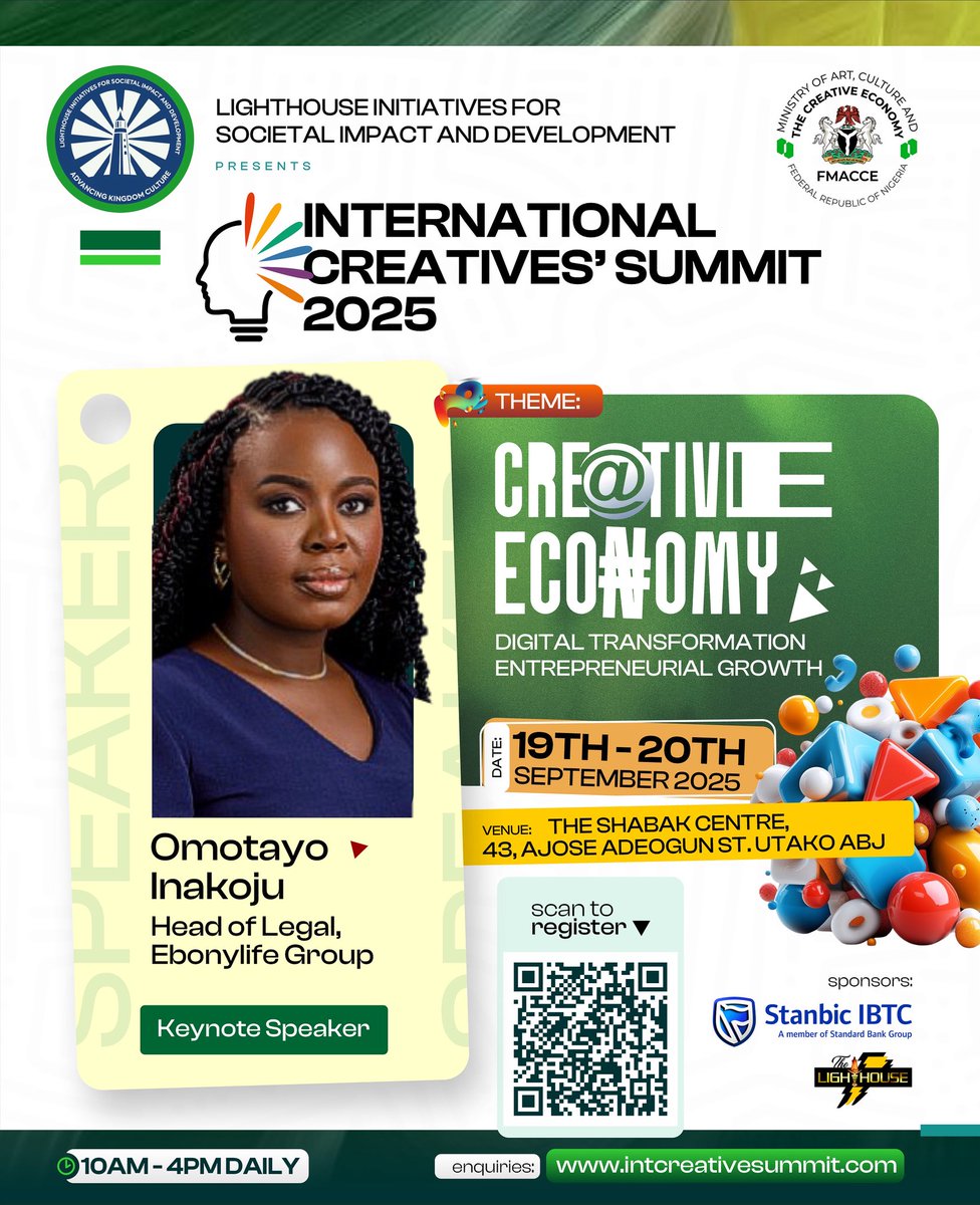Creative summit is here!
@omotayoinakoju  will be live @intl_creativesummit 2025
Don’t miss it.