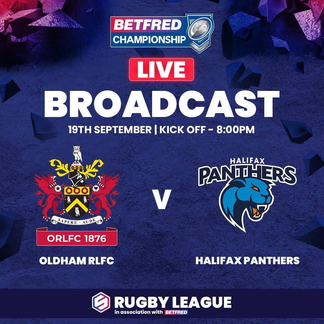 🏉 Only a few days to go until <a href="/Roughyeds/">Oldham RLFC</a> take on <a href="/HalifaxPanthers/">Halifax Panthers 🐾</a> in the Betfred Championship Eliminator!

Make sure to tune in live to The Sportsman Youtube channel to catch all the action.

<a href="/Six_Again/">Six_Again</a> | <a href="/TheRFL/">Rugby Football League</a>