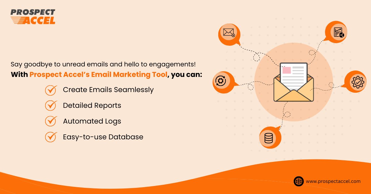 ProspectAccel's tweet photo. Prospect Accel's email marketing tool helps you to create emails effortlessly with customized templates, automated logs of emails in the CRM tool, and a drag-and-drop editor. Get detailed insights and reports, helping you optimize your email campaigns for better results. https://t.co/PwHhdNGDi4