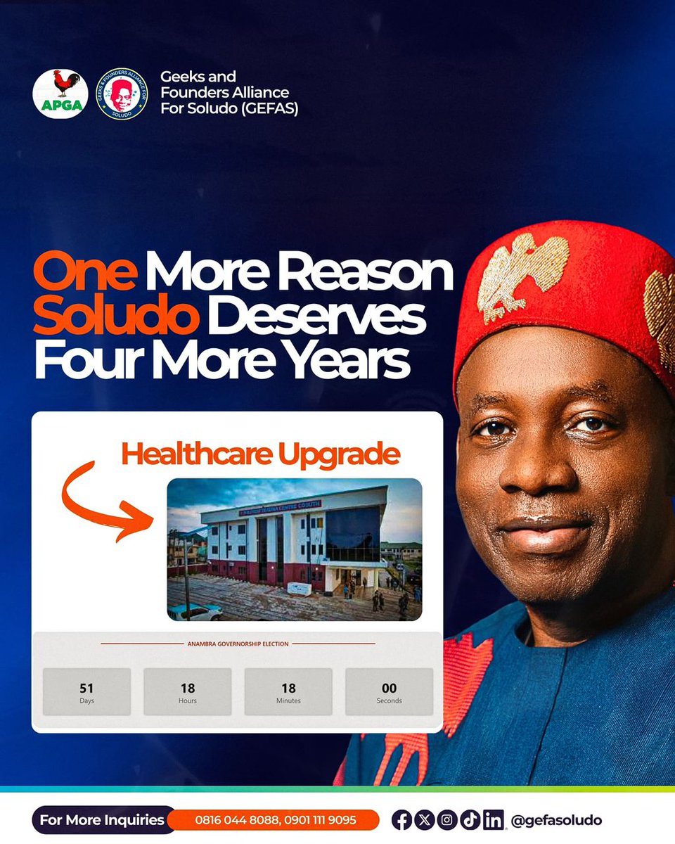 Healthcare is stronger under Soludo.

Gov <a href="/CCSoludo/">Chukwuma Charles SOLUDO, CFR</a> has delivered 5 new general hospitals, including the modern Okpoko General Hospital in Ogbaru LGA, bringing quality care to one of Anambra’s largest communities.
#SoludoSolution #VoteSoludoIbezim2025 
#VoteAPGA