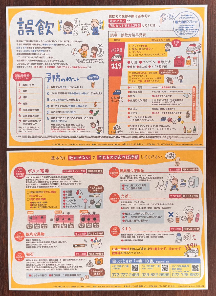 watawatage25's tweet image. 子どもは簡単に亡くなるとよく聞くから怖くて怖くて…
子を生かすために
乳幼児の事故やらNG食べ物、心肺蘇生法等、
色々と検索して勉強&amp;amp;良さそうな一覧表を片っ端から印刷して冷蔵庫に貼った💪

夫にも確認してもらった！

参考になったので利用したサイトをツリーに貼っときます👇
もしよかったら☺️