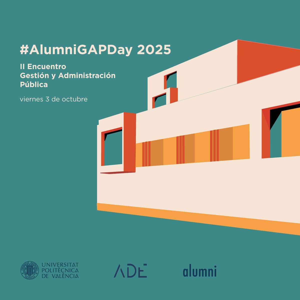 📢✨ ¡Vuelve #AlumniGAPDay! ✨📢

El 3 de octubre celebramos el II Encuentro Alumni de Gestión y Administración Pública (GAP) 🎓🤝.

👉 Contaremos con AlumniGAPTalks, música, cóctel y muchas sorpresas. 🚀

Inscríbete en: alumni.upv.es/es/civicrm/eve…

#AlumniUPV #SomosUPV <a href="/adeupv/">ADE UPV</a> <a href="/UPV/">Universitat Politècnica de València</a>
