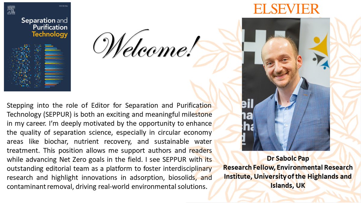 🎉Welcome our new editor, Dr Szabolcs Pap, Research Fellow, Environmental Research Institute, University of the Highlands and Islands, UK.