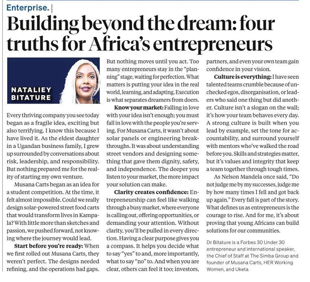 drtalieybita's tweet image. Africa’s entrepreneurs are not just dreamers, they’re builders, innovators, and problem-solvers. But turning a dream into a thriving business? That’s where the real challenge lies.

In my latest article, I share four truths that every African entrepreneur needs to know to…
