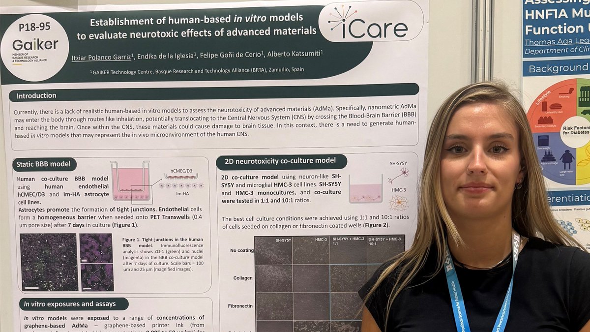 GAIKER_BRTA's tweet image. Presentamos el póster &quot;Development of human-based in vitro models to evaluate the neurotoxic effects of advanced materials&quot; en @EUROTOXcongress (Atenas)
👉cutt.ly/wrVJaYSs
Proyecto #iCare 
#invitro #materialesavanzados #neurotoxicidad