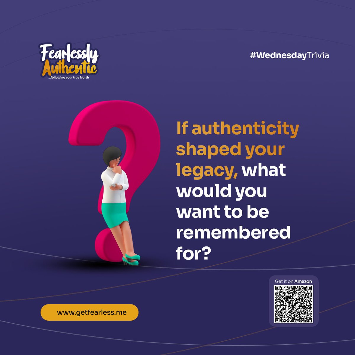 GetFearlessMe's tweet image. Your legacy isn&apos;t just about what you achieve; it’s about who you are and the impact you have on others. 

Ready to build a legacy that is truly you? Get a copy of the book and start your journey. getfearless.me

#WednesdayTrivia #Authentic #Fearlesslyauthentic #Bold
