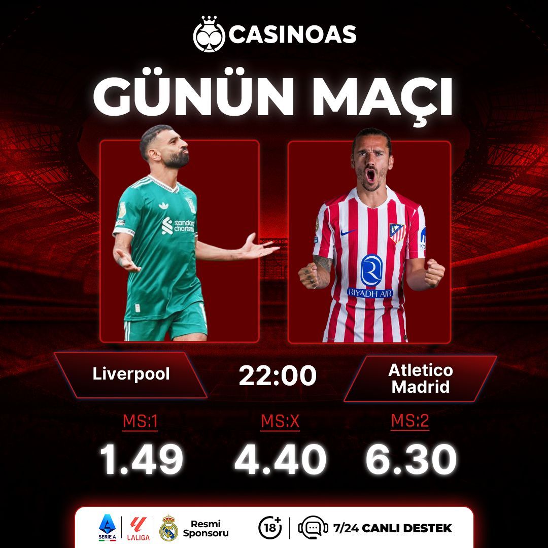 🔥 #LIVATM – Şampiyonlar Ligi’nde Gözler Bu Maçta! 

🏟️ Liverpool vs Atletico Madrid
📆 17.09.2025
⏰ 22:00

Liverpool’un asla pes etmeyen ruhu, Atlético’nun duvar gibi savunmasıyla çarpışıyor; Şampiyonlar Ligi sahnesi alev alıyor! 🔥 

🔗 heylink.me/CASINOAS/