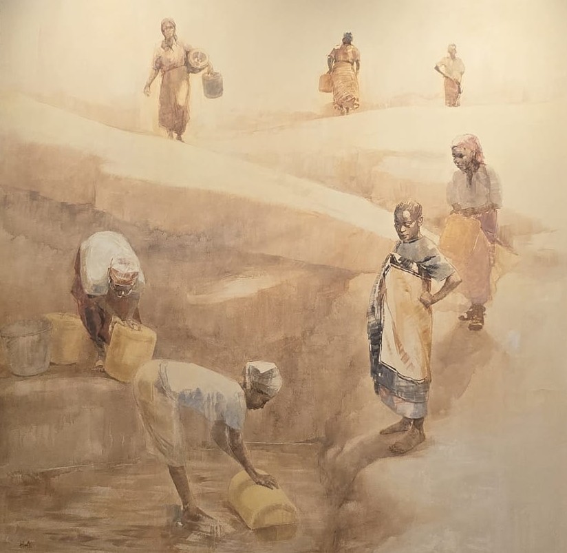 Una representación de las academias y sociedades culturales de #Málaga visitan la magnífica exposición de la pintora Irene López de Castro "EL SUEÑO DE TOMBUCTÚ" que se muestra en las salas de la <a href="/SEAPMalaga/">La Económica</a> y que presentó su presidente José Mª Ruíz Povedano.