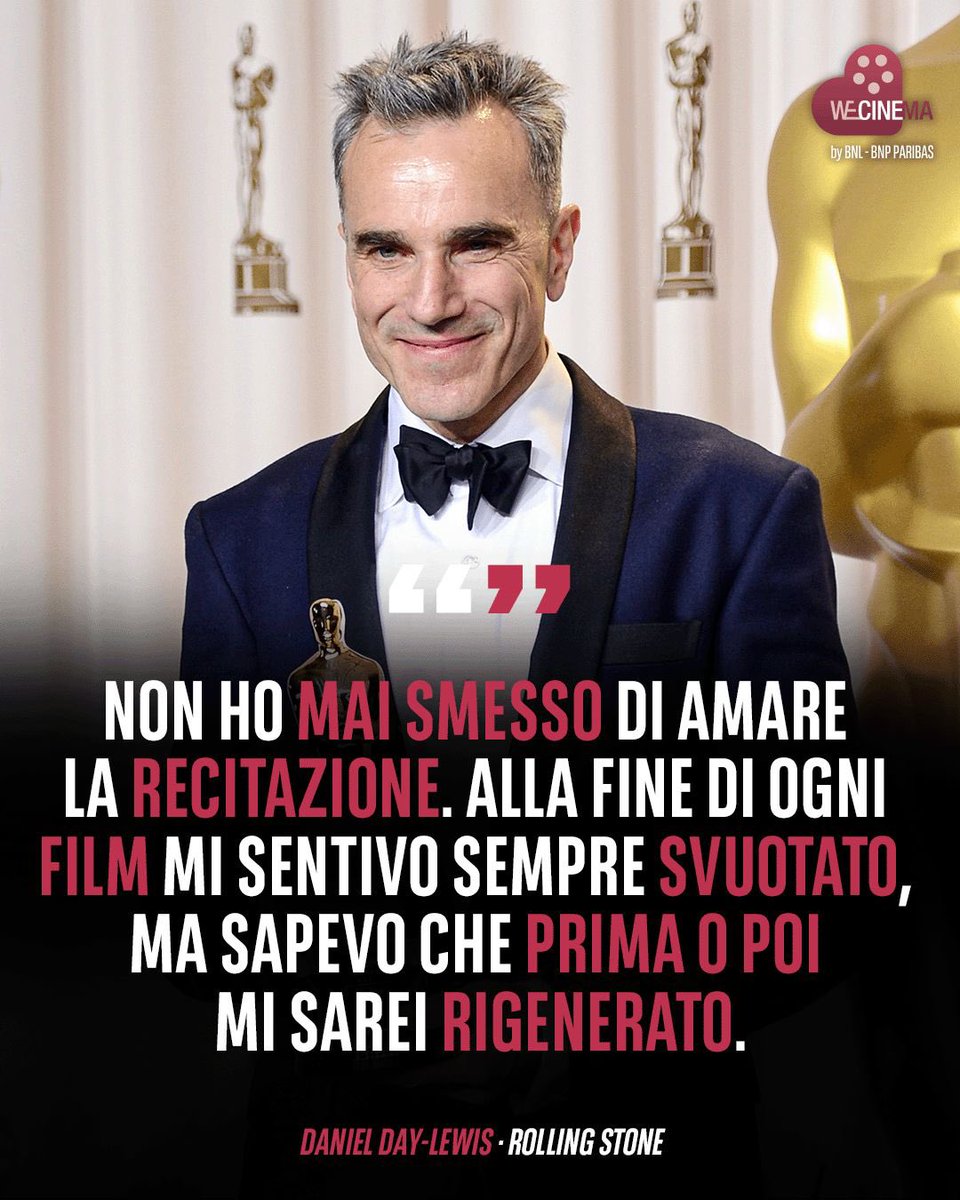 WeCinema's tweet image. #DanielDayLewis mette tutto sé stesso per interpretare un personaggio. Al punto da oltrepassare la fase dell'immedesimazione, per entrare nella vera e propria identificazione ✨

Un processo che ha dato vita ad alcune tra le migliori performance che il cinema ricordi, ma che gli