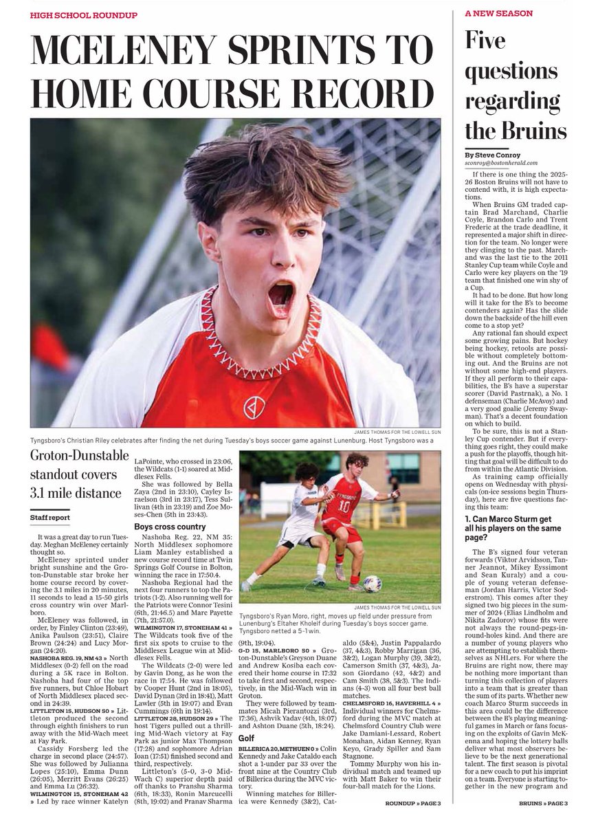 Lowell Sun coverage of Groton Dunstable girls and boys XC successful start of the fall racing season with wins vs. Marlborough. Greyson, Andrew and Micah lead the boys and Meghan destroys the course record by over a minute to pace the girls.<a href="/GDCrusaders/">Athletics</a> <a href="/GDBoosters/">GD Athletic Boosters</a> <a href="/Grotonherald/">Mingolelli</a>