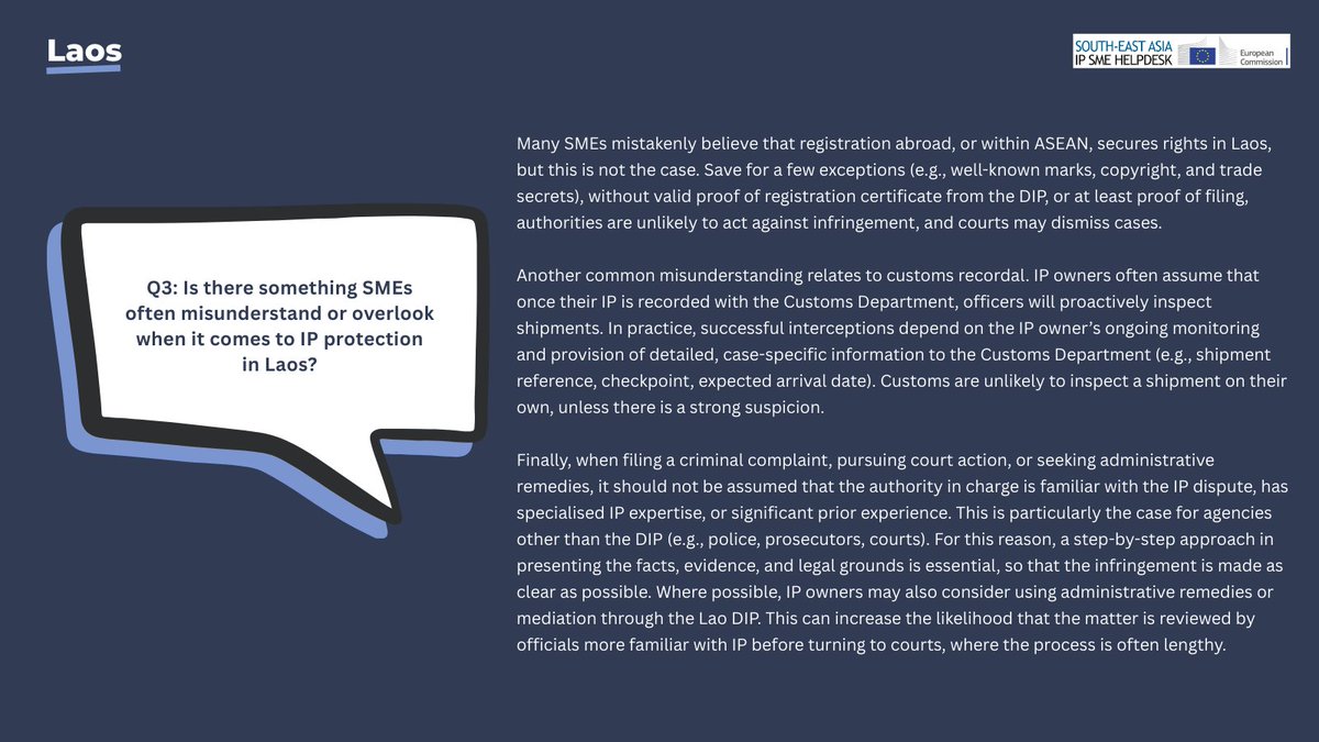 🎙️ From policy to practice: IP in Laos through the eyes of a local expert

Dino Santaniello, our IP expert in Laos, advises on TMs, patents &amp; designs. He supports local &amp; int'l. clients, stressing the need to adapt IP strategies to ASEAN legal systems.

➡️ ow.ly/lbQC50WXWyQ