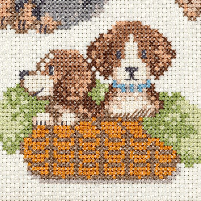 ホビーラホビーレ　クロスステッチ　完成品　⭐️ dog friends ホビーラホビーレ クロスステッチ【DogFriends】 完成品 ハンドメイド