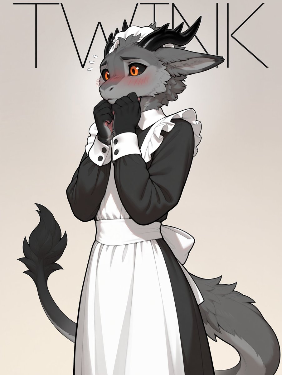 HummunaSlop's tweet image. Maid uniform for @slop_dragon