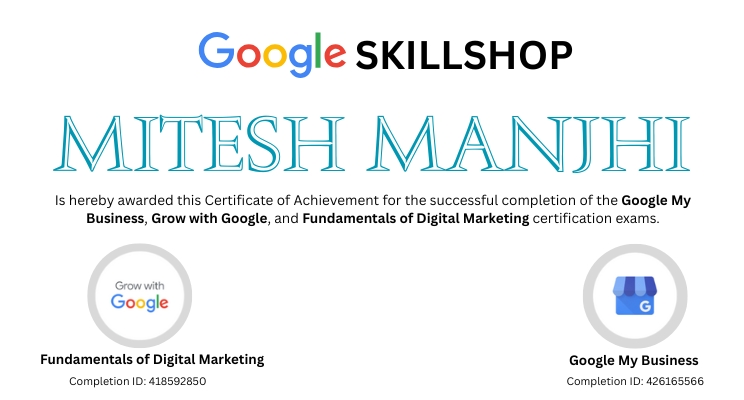 SEOexpertMitesh's tweet image. My Digital Marketing &amp;amp; Business Growth Journey with Google Skillshop