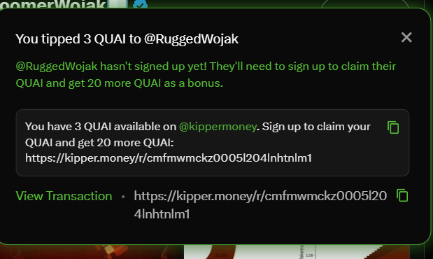 SebastianWols17's tweet photo. Again how cool is the integrated into X tipping solution!

Damn the $QUAI ecosystem is way bigger than I thought it was! 

Layer 1 PoW blockchain, with many projects building on it! Will dig in more, as I were involved with it in 2022... yeah 3 years passed already!

BTW @RuggedWojak tipped you and will tip many more to have fun:) 

Blockchain solutions are as cool as it gets!

Let`s go!