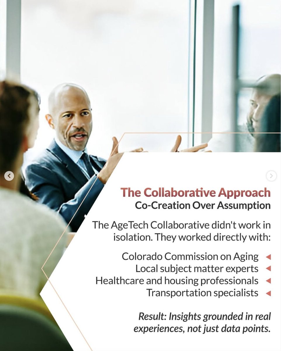 AgeTechCollab's tweet image. When data meets collaboration, real change happens ✨ Colorado worked with our design thinking team to co-create personas with stakeholders vs. just surveying. Result? Better service for older adults statewide. Read more: lnkd.in/g-iHdsYA #DesignThinking #AgeTech