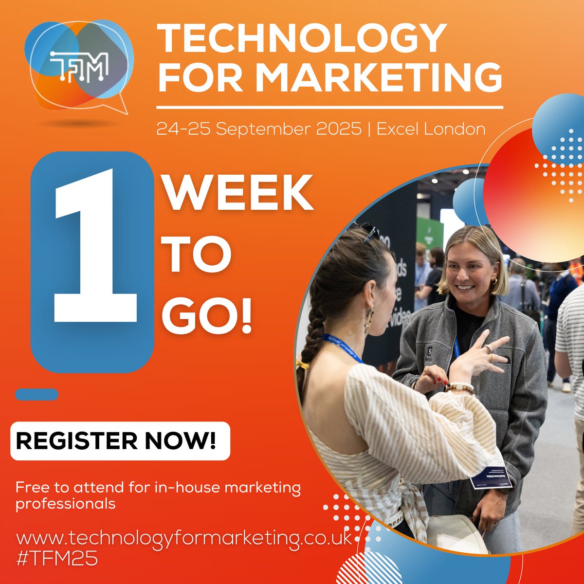 Can you believe we're only 7 days away? 😲

With all the incredible content all on the show floor, it's really a no-brainer for anyone in marketing 🧠

Not picked up your ticket yet? Go ahead and grab yours here 👉 eu1.hubs.ly/H0n2Q940

#TfM25 #1Week #Marketing