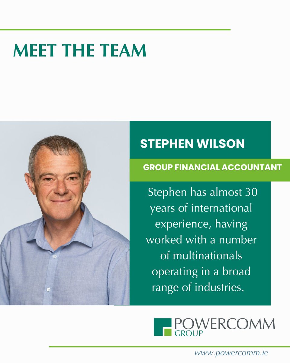 🤝Meet the Team | Stephen Wilson🤝
We’re delighted to introduce Stephen Wilson, our Group Financial Accountant.

With almost 30 years’ international experience across different industries. 
#meettheteam #powercomm #teampowercomm