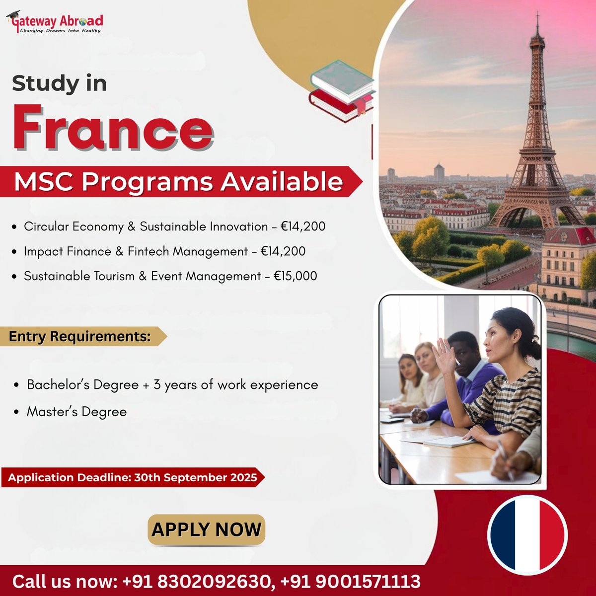 Dreaming of a Master’s in France?
MSc Programs Available:
Circular Economy &amp; Innovation – €14,200
Impact Finance &amp; Fintech – €14,200
Sustainable Tourism – €15,000
Deadline: 30 Sept 2025 
+91 8302092630
 gatewayabroadeducations.com/study-in-france #StudyInFrance #StudyAbroad #kick #sstvi #Trump