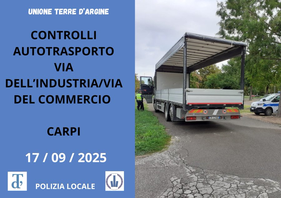 Controlli sui mezzi pesanti nella zona industriale di Carpi