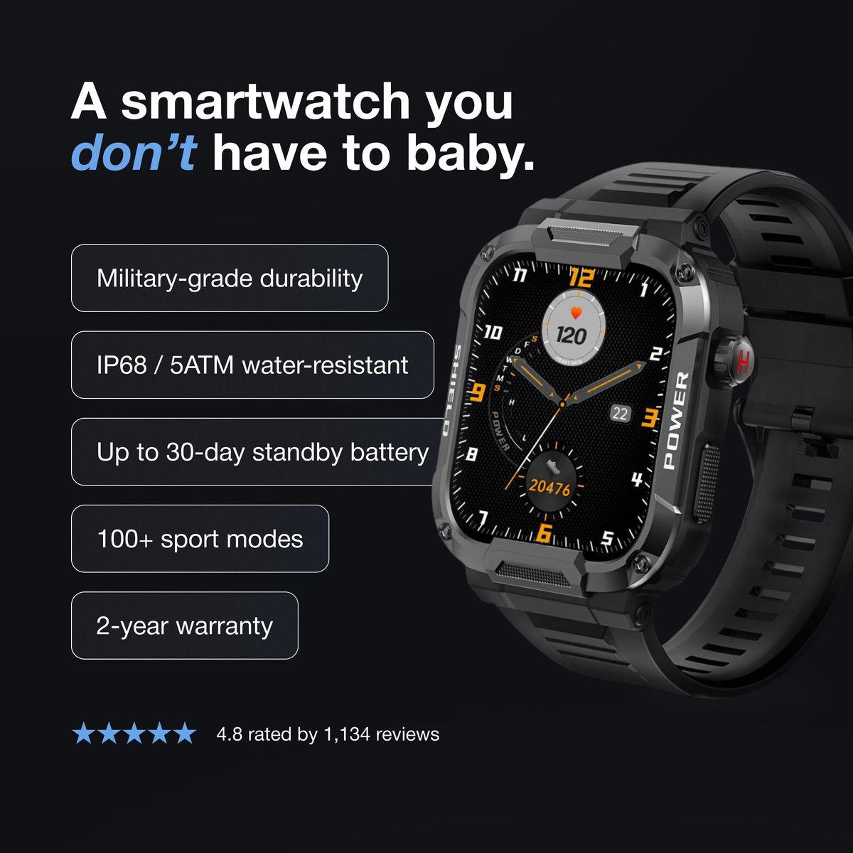 Static ad mockups for a sports watch brand.