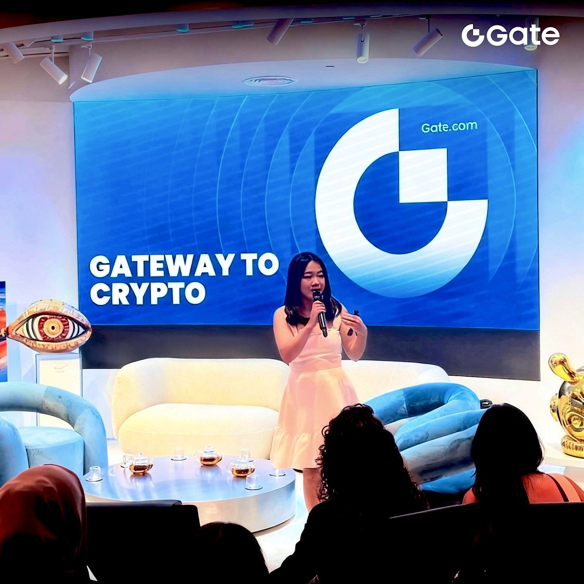 Gate's tweet photo. “The Power of Now” wrapped in Dubai 🌟

Crypto, AI, art &amp; Web3 all in one room — sparks were flying!

Not just an event, it's a community moment!

Gate Group is where culture meets innovation. https://t.co/ONX5ooIGjN