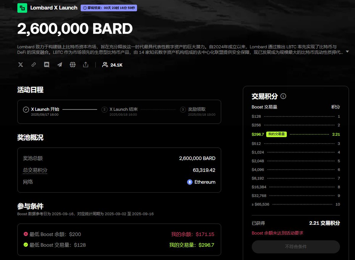 dongdongRobin's tweet image. OKX BOOST第二期门槛出了： 
 
最低 Boost 余额: $200 
最低 Boost 交易量: $128

我上了6个号, 大号有3积分
如图另外5个号余额在170左右被卡门槛, 泪目
反撸多号...

Whale上盘前0.9u一枚 $BARD
假设最后12w合格积分, 分配260w枚
每分有 260÷12*0.9=19.5u

以我大号日均500交易量…