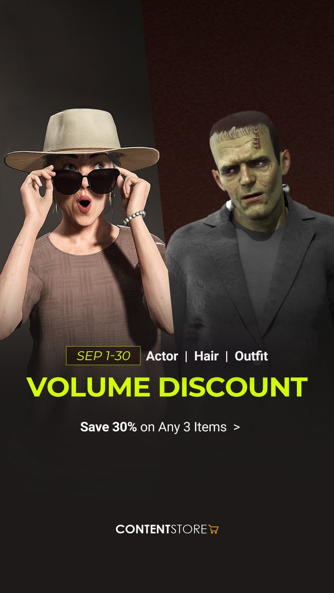 🔥 Limited-Time Deal! Get 30% OFF when you pick ANY 3 items from Actor, Hair &amp; Outfit categories. Over 3,000 assets to create your dream characters! Shop NOW! 🛒

reallusion.software/c6b805

#CharacterCreator #3DContent #3DAnimation #GameDev #DiscountDeals