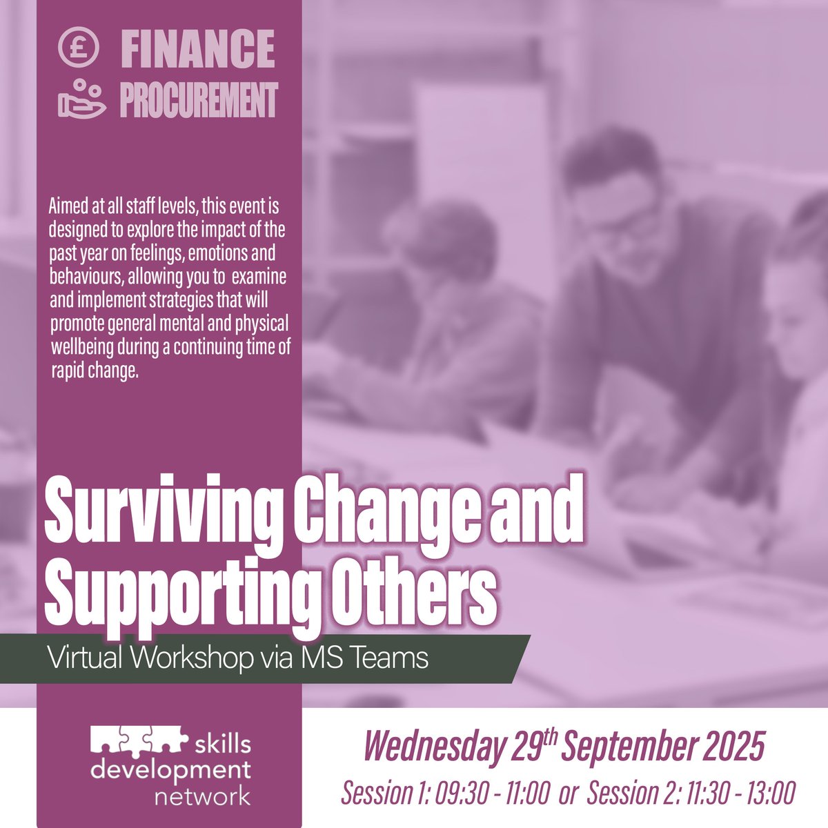 Two chances to attend this course focused on supporting the mental health of those around you in the workplace: 

Session 1: orlo.uk/dTpPl
Session 2: orlo.uk/KEzeb