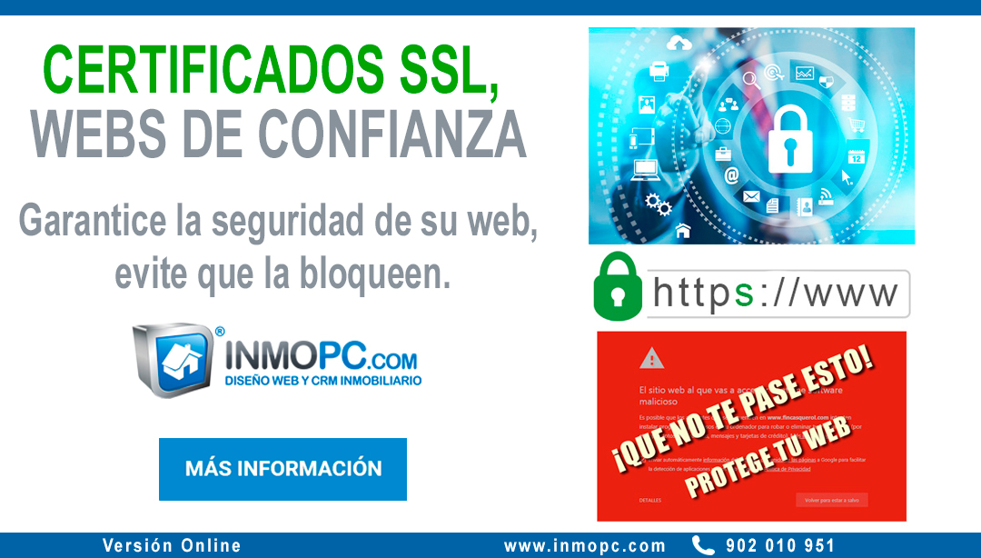 CERTIFICADOS SSL, WEBS DE CONFIANZA

Los certificados SSL son necesarios para cualquier sitio web que maneje información confidencial.

Garantice la seguridad web.

➡ Info aquí: inmopc.com/software-para-…

#Software #Inmobiliario #Inmobiliaria #Inmopc #crm #certificado #ssl #web