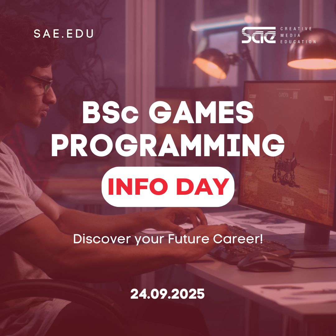 Τετάρτη 24/09 | Κρατήσεις θέσεων → sae.edu/grc/event/game…
Μάθε τα πάντα για το BSc Games Programming του Οκτωβρίου.
Θα δούμε σπουδαστικά projects, θα συζητήσουμε για τον κλάδο των Games και για την επαγγελματική κατάρτιση που μπορούν να ακολουθήσουν οι Games απόφοιτοι της SAE
