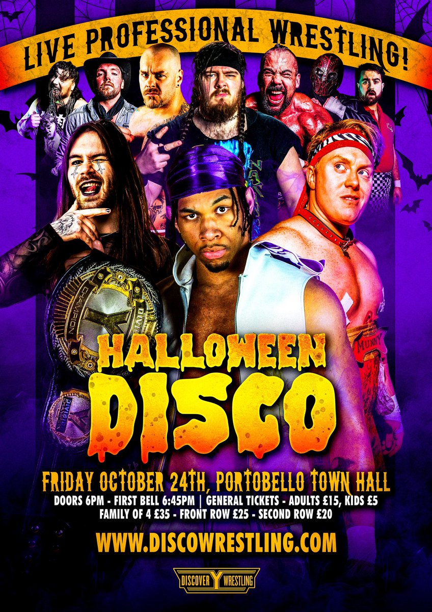 TNA X-Division Champion Leon Slater &amp; Discovery Wrestling return to Portobello Town Hall on October 24th for Halloween Disco 🔥

Tickets on sale NOW, link in tweet below 🎟️👇🏻